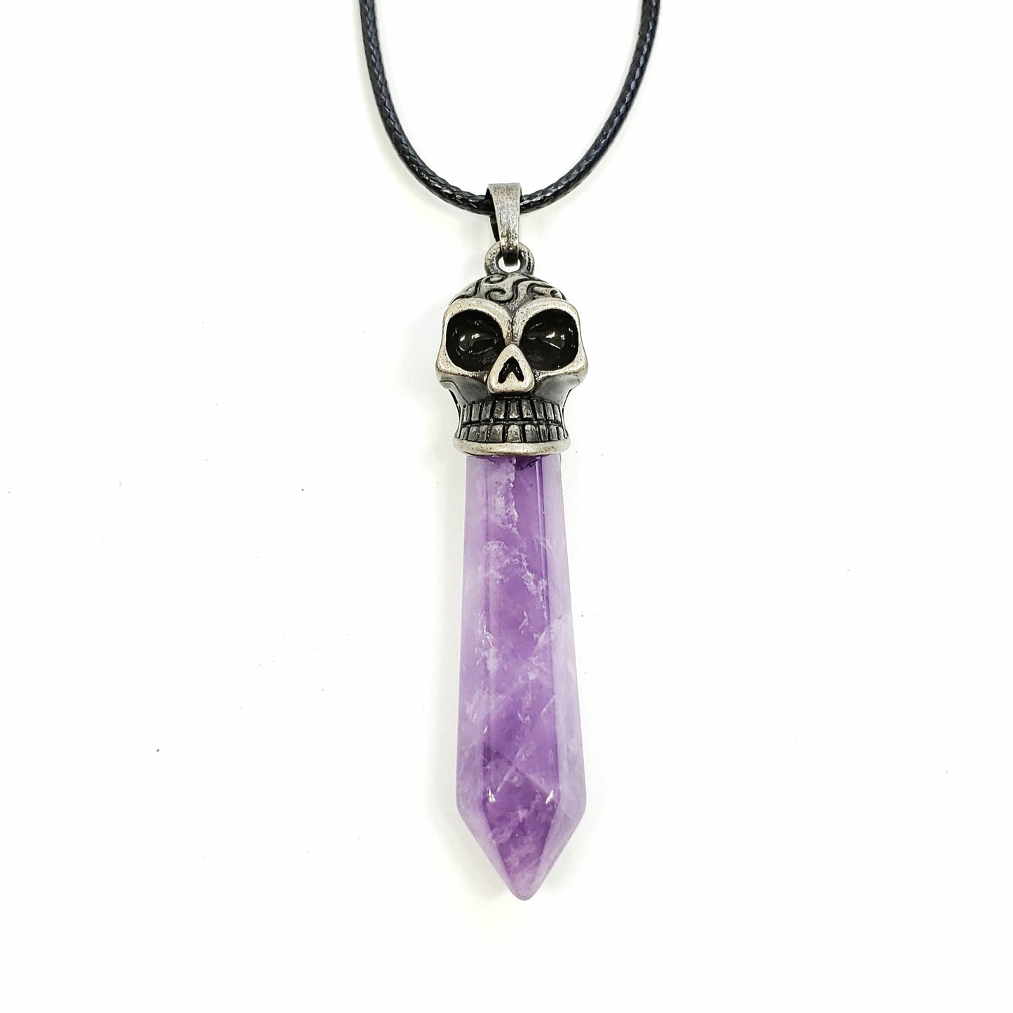 Crystal Skull Point on Wax Cord, Assorted Gemstones