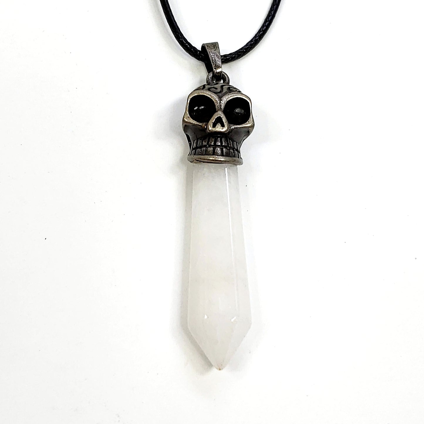 Crystal Skull Point on Wax Cord, Assorted Gemstones