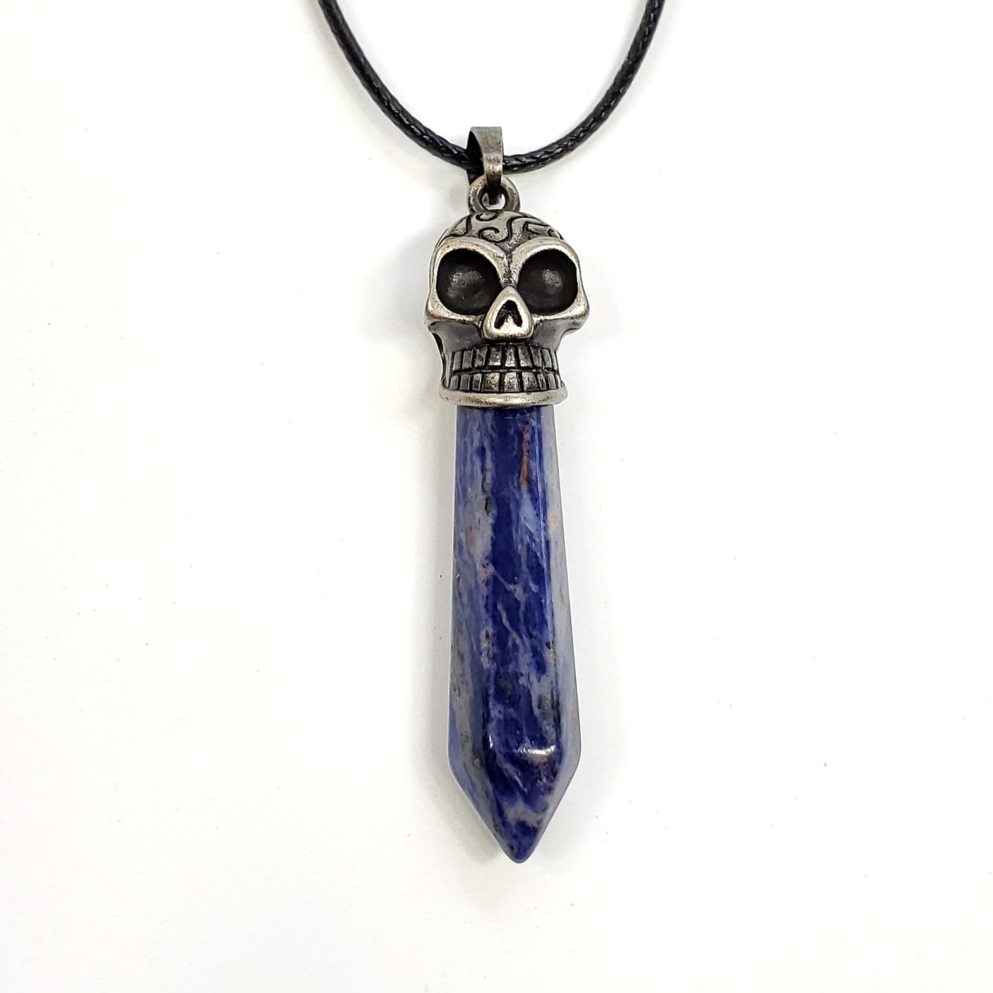 Crystal Skull Point on Wax Cord, Assorted Gemstones