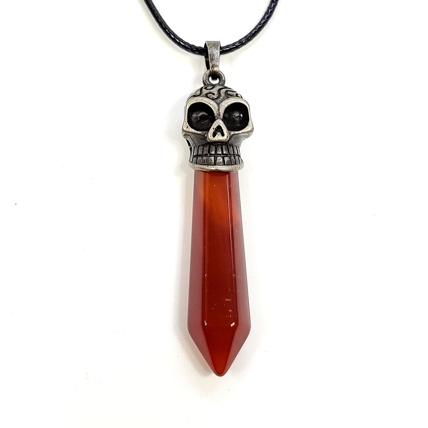 Crystal Skull Point on Wax Cord, Assorted Gemstones