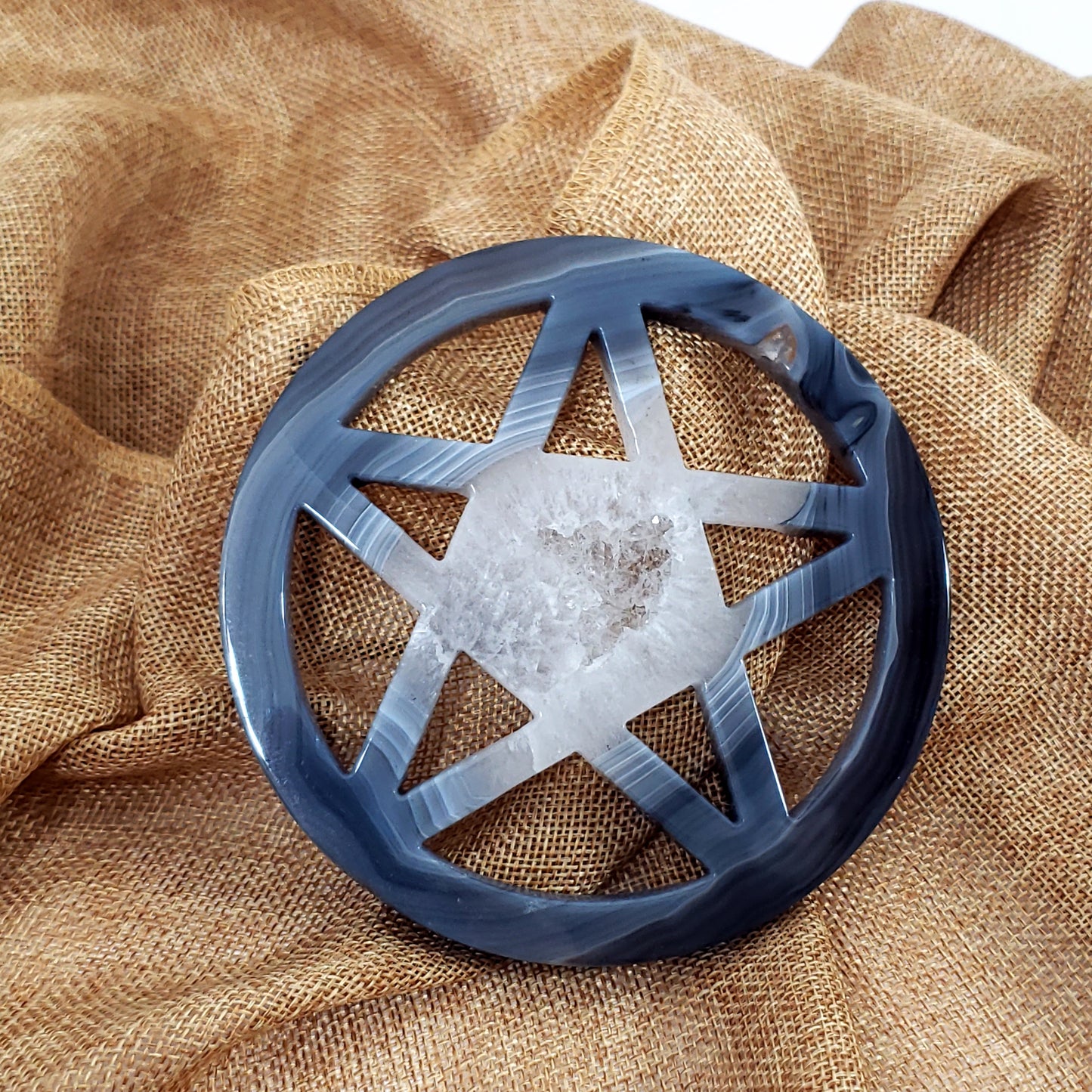 Druzy Agate Pentagram (122mm)