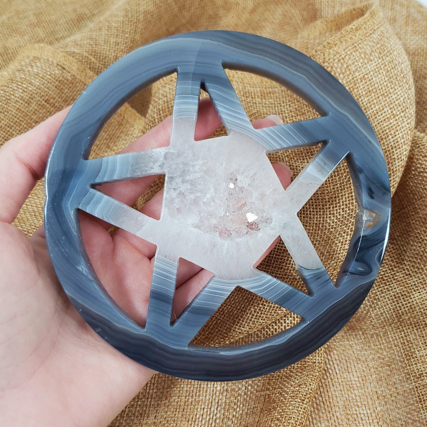 Druzy Agate Pentagram (122mm)