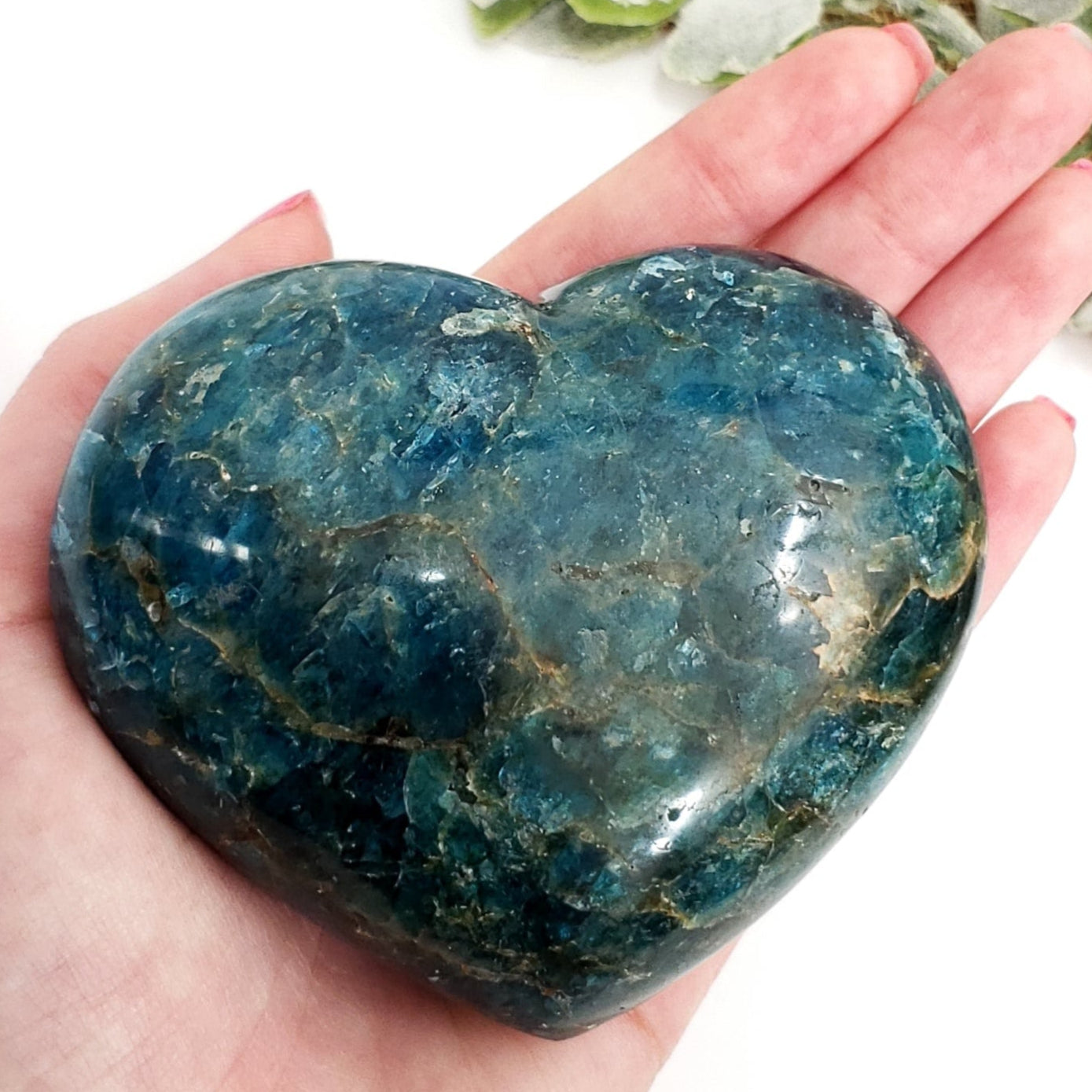 Large Blue Apatite Crystal Heart