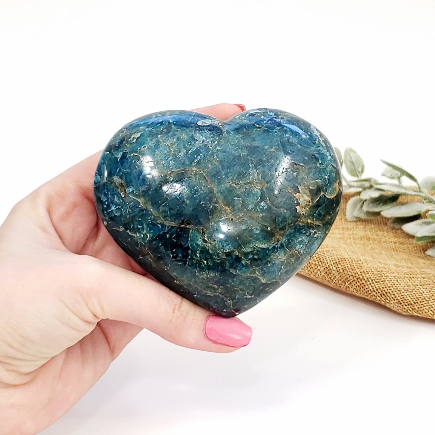 Large Blue Apatite Crystal Heart