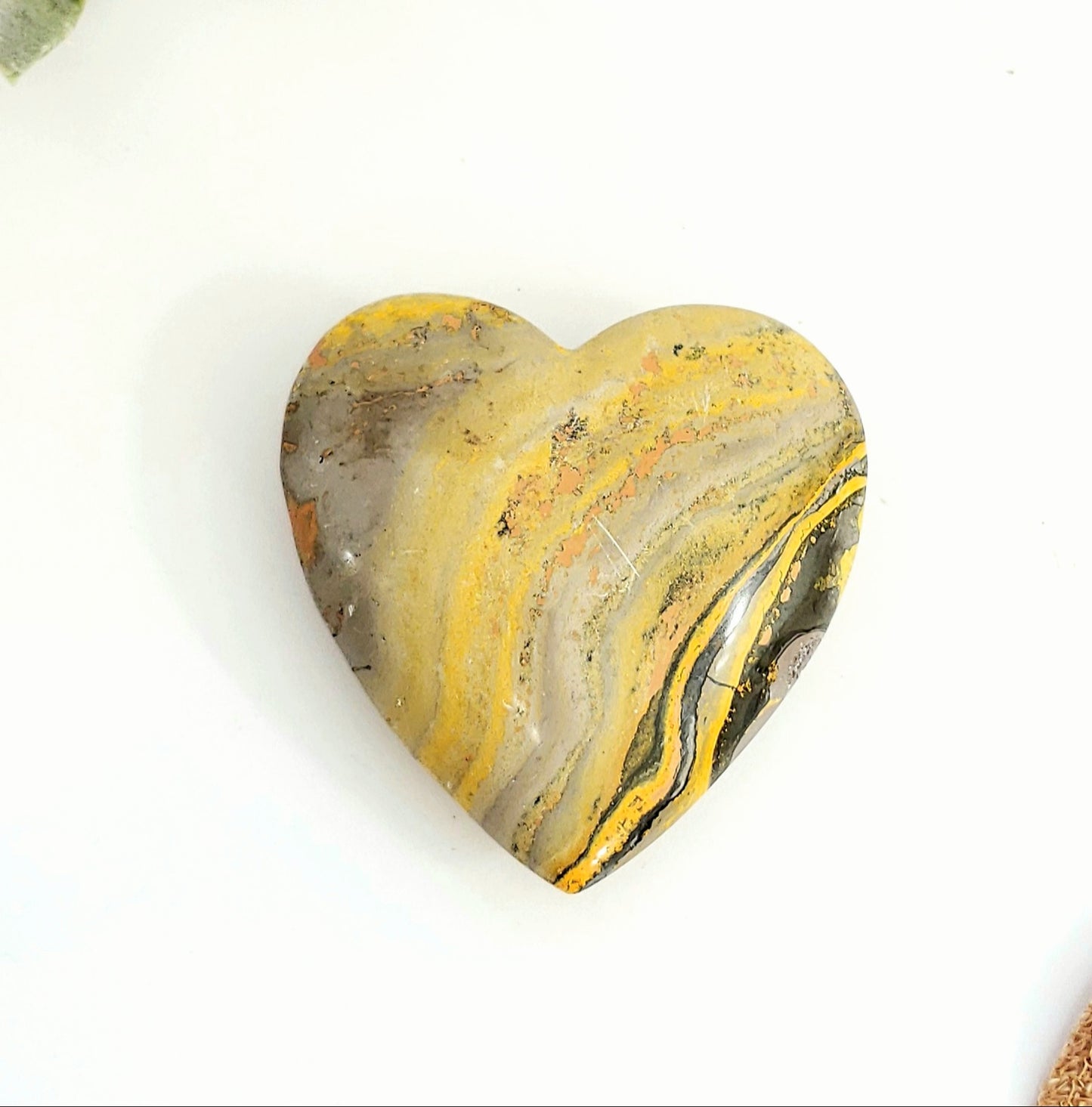 Bumble Bee Jasper Heart – Crystal for Creativity, Joy & Confidence