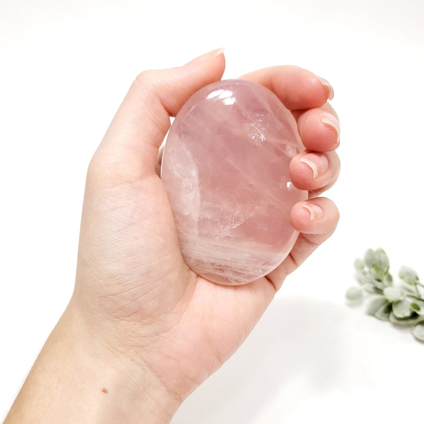 Rose Quartz Palm Stone – Self-Love, Heart Healing & Compassion