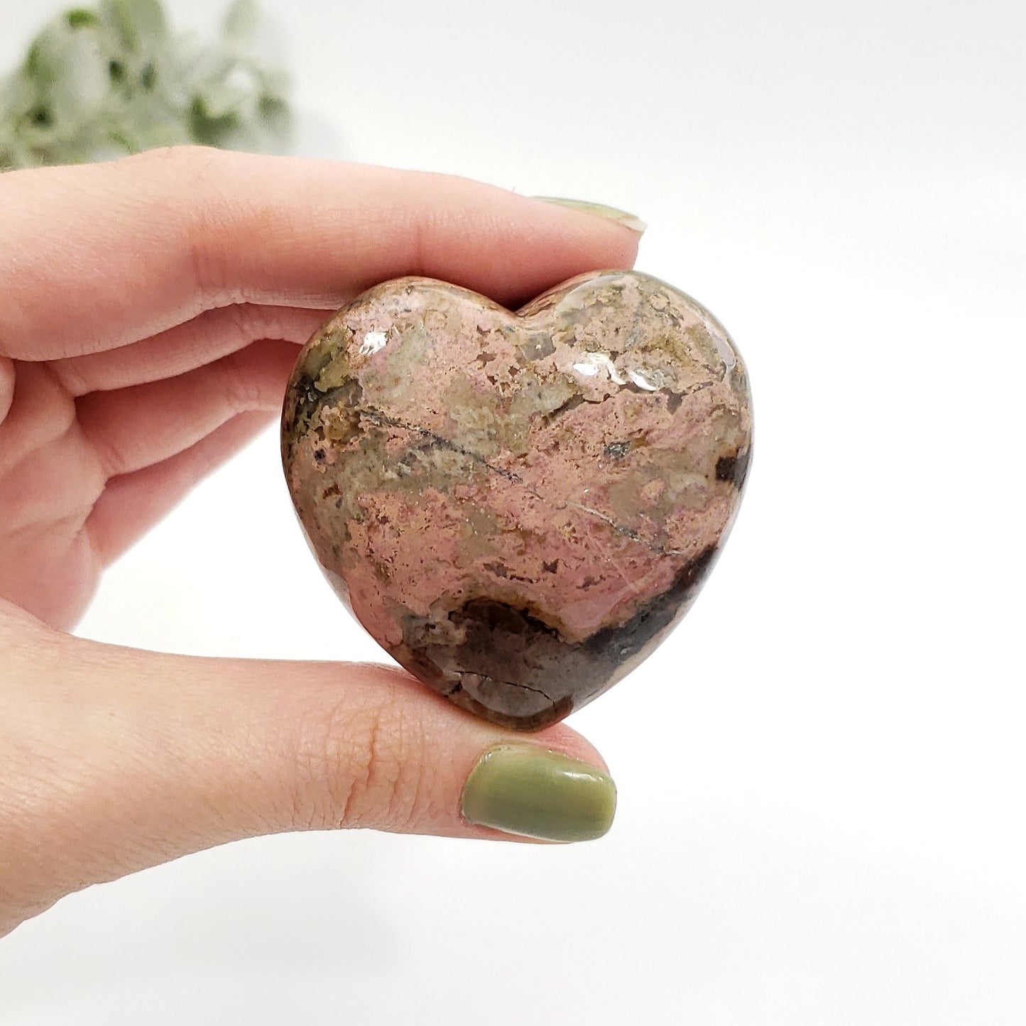 45mm Rhodonite Crystal Heart brings Healing Love