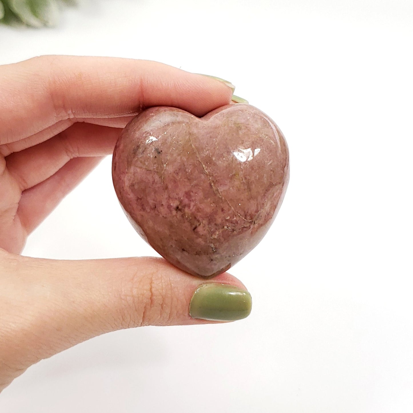 45mm Rhodonite Crystal Heart brings Healing Love