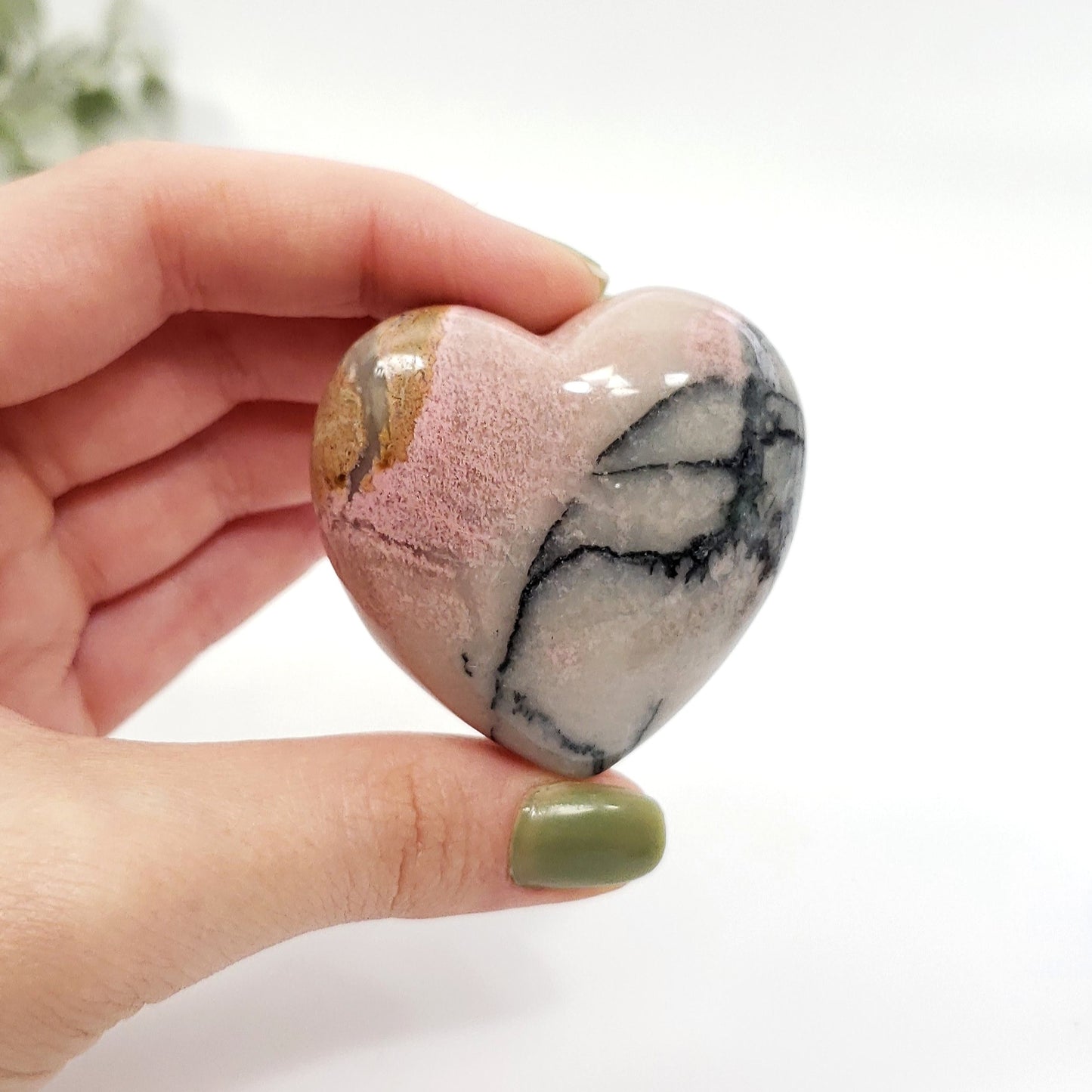 45mm Rhodonite Crystal Heart brings Healing Love