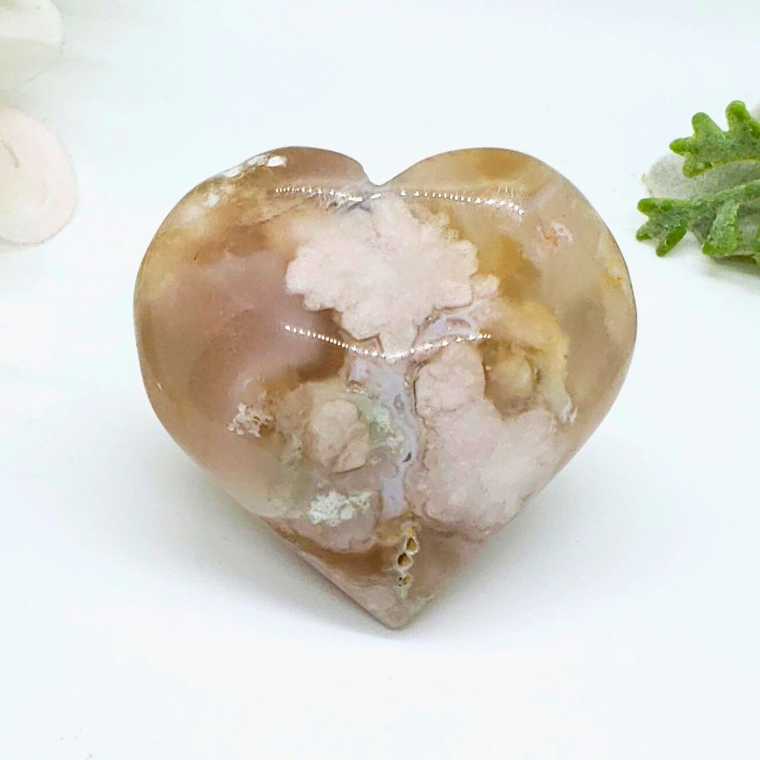 Flower Agate 48mm Heart