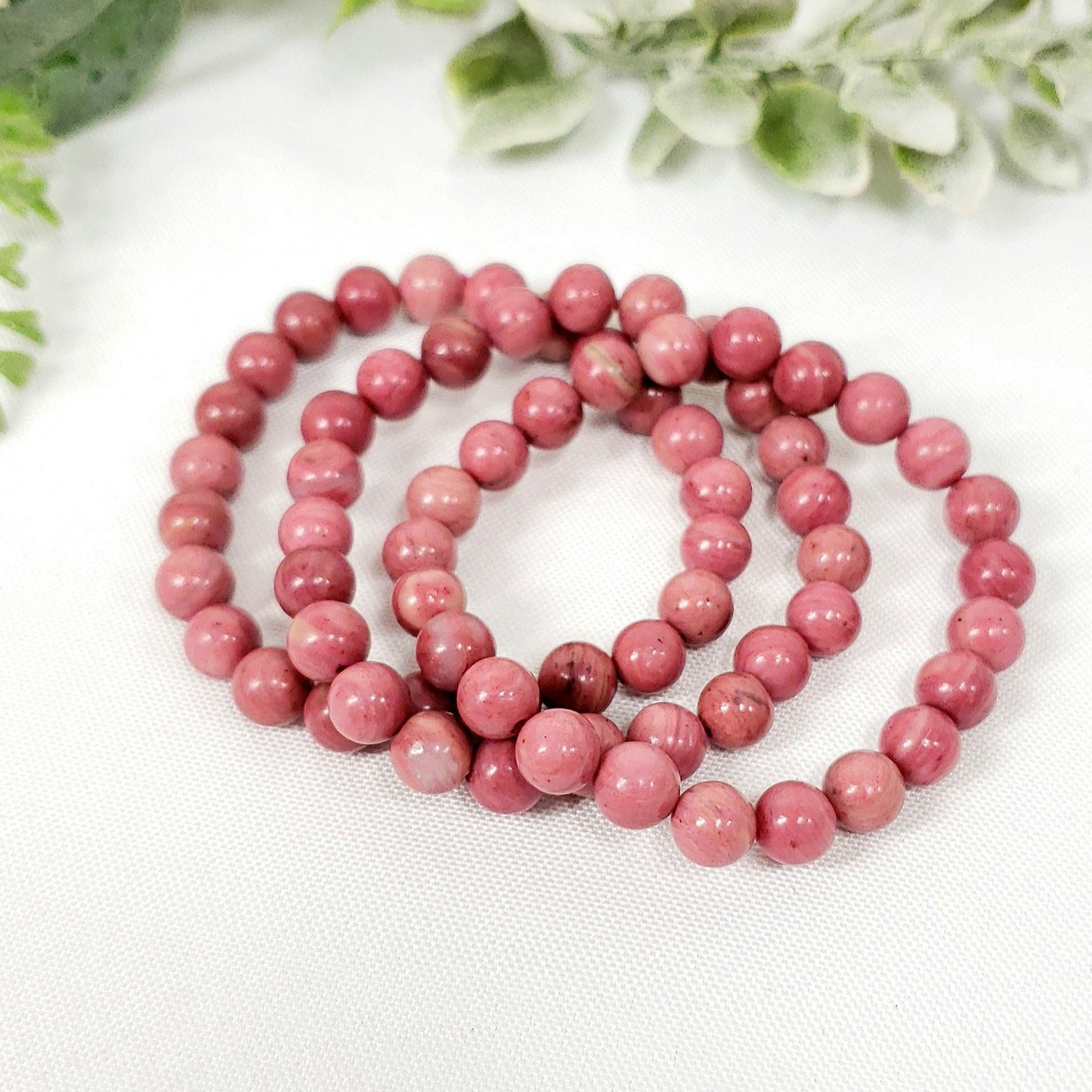8mm Pink Rhodonite Crystal Bracelet