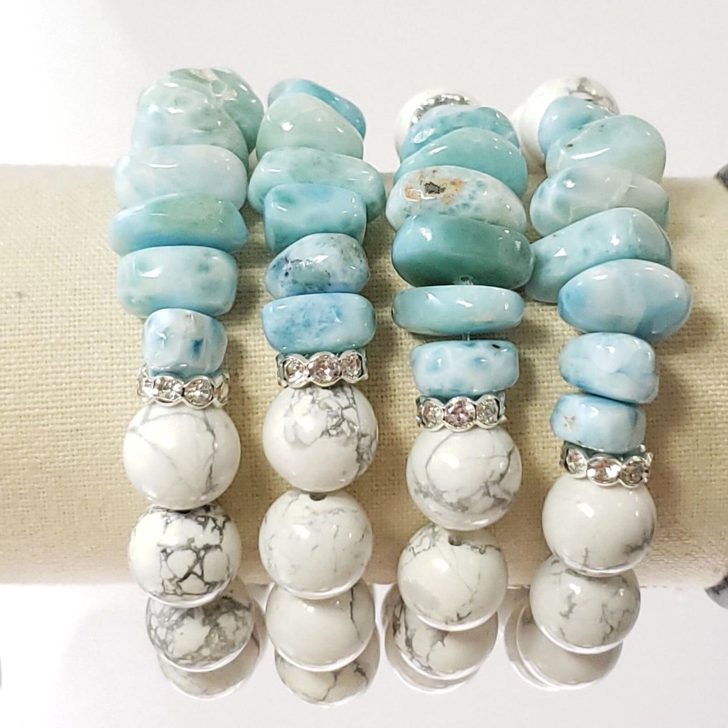 Bold Larimar & White Howlite Bracelet – Summer Peace, Elevated