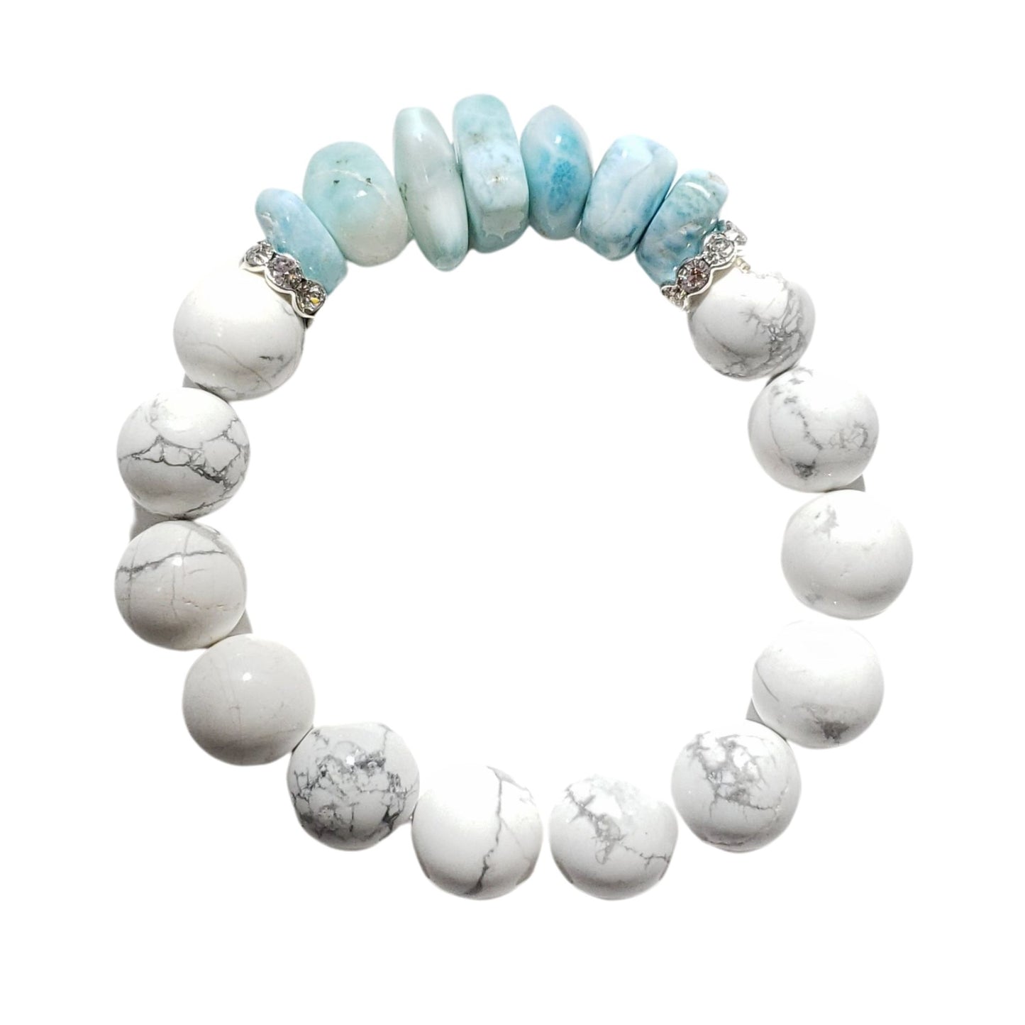 Bold Larimar & White Howlite Bracelet – Summer Peace, Elevated