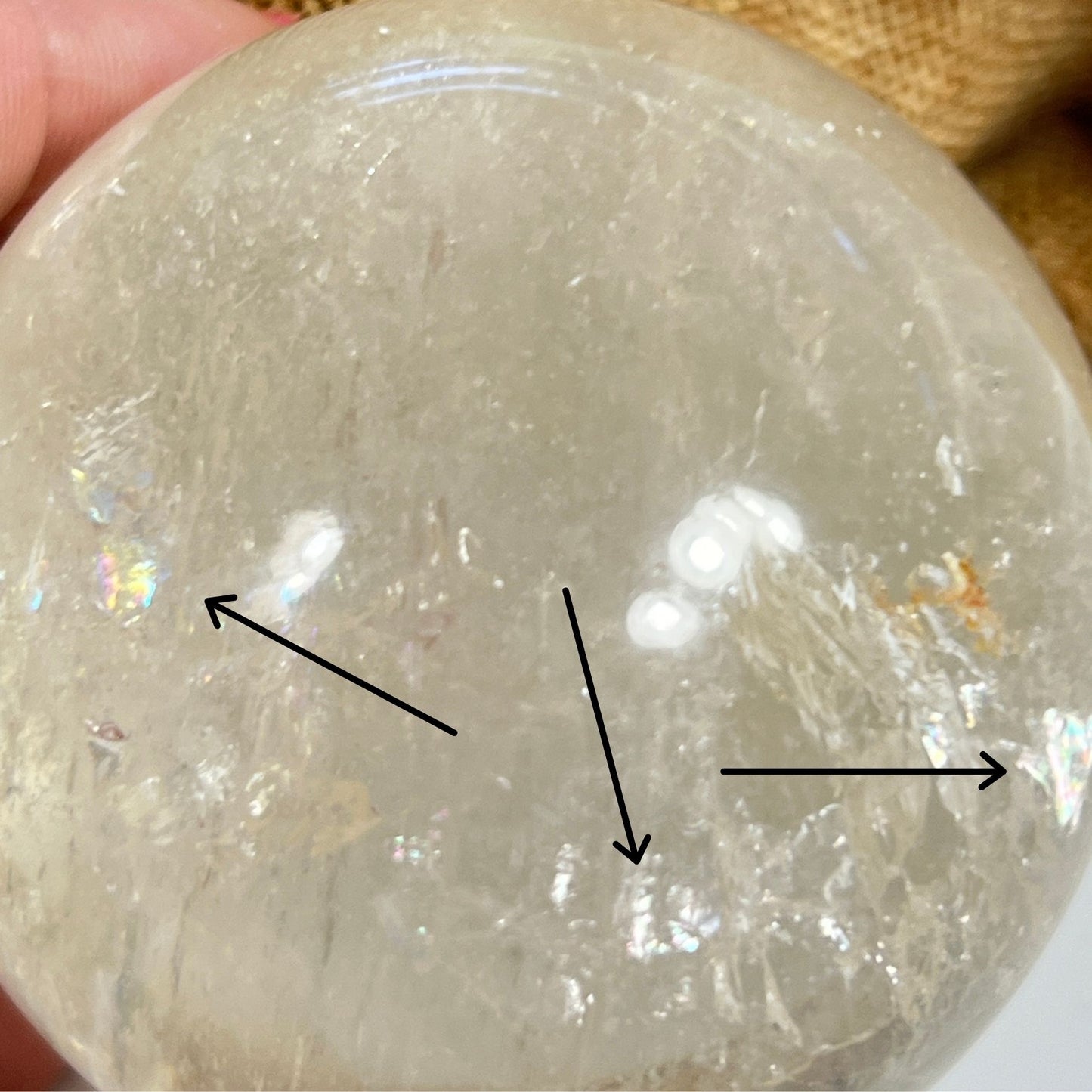 Light Citrine Crystal Sphere with Rainbow and Flash, Encourages Optimism & Clarity