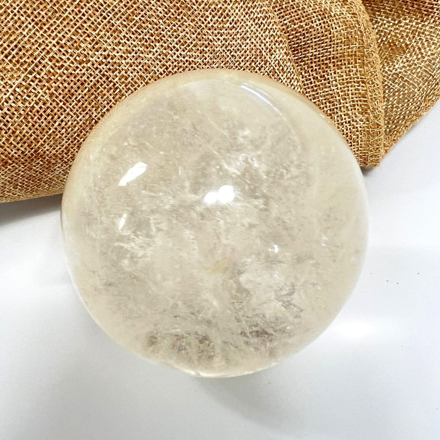 Light Citrine Crystal Sphere with Rainbow and Flash, Encourages Optimism & Clarity