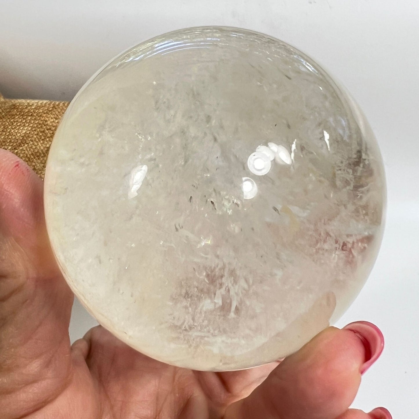 Light Citrine Crystal Sphere with Rainbow and Flash, Encourages Optimism & Clarity