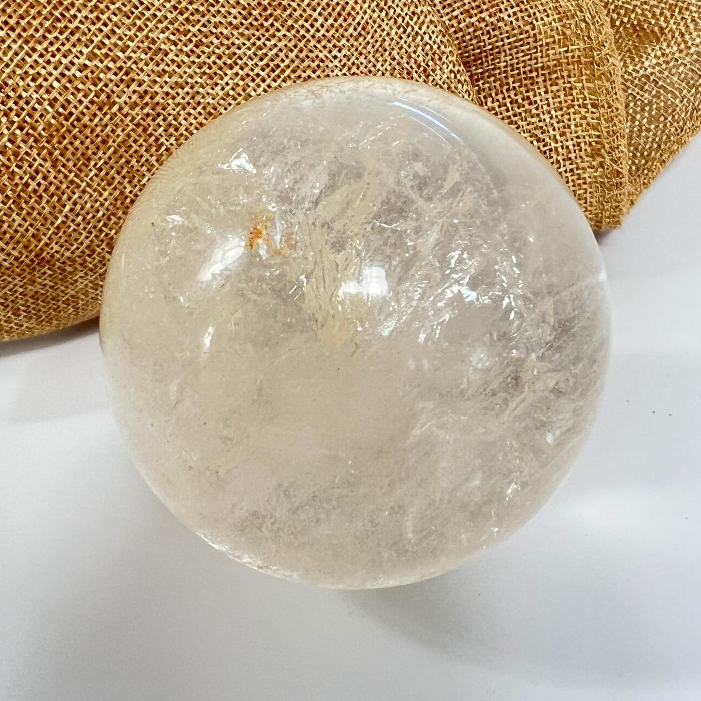 Light Citrine Crystal Sphere with Rainbow and Flash, Encourages Optimism & Clarity
