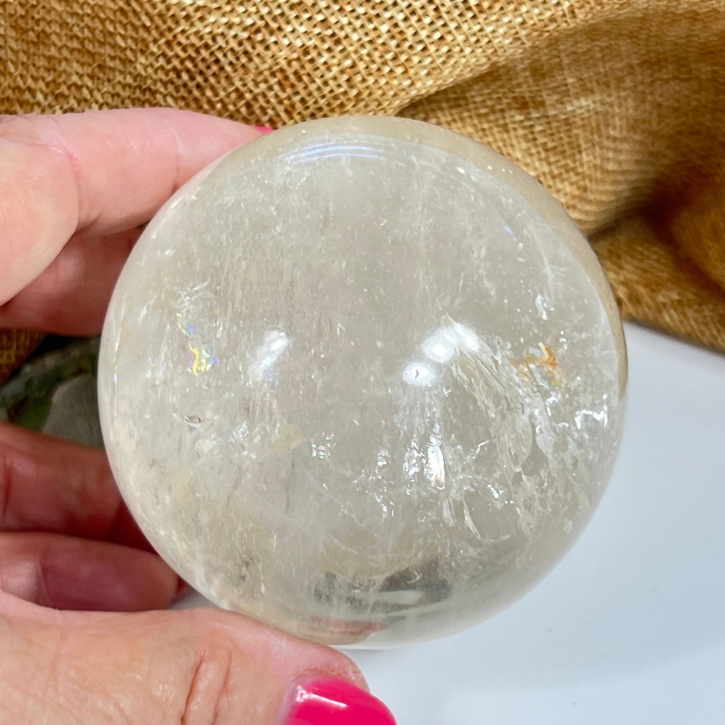 Light Citrine Crystal Sphere with Rainbow and Flash, Encourages Optimism & Clarity