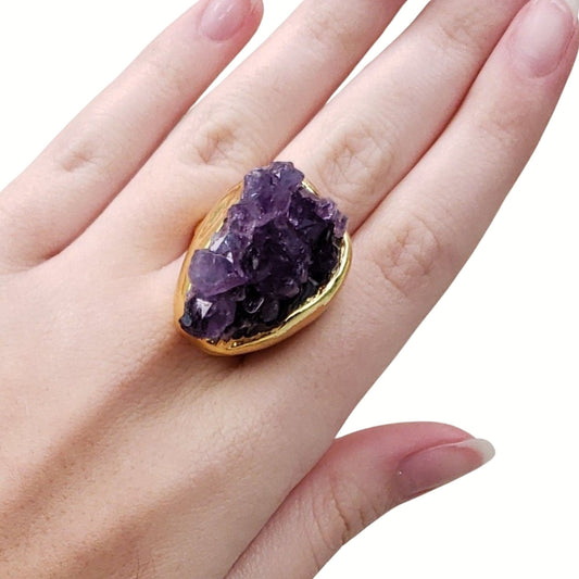 Amethyst Cluster Ring - Adjustable