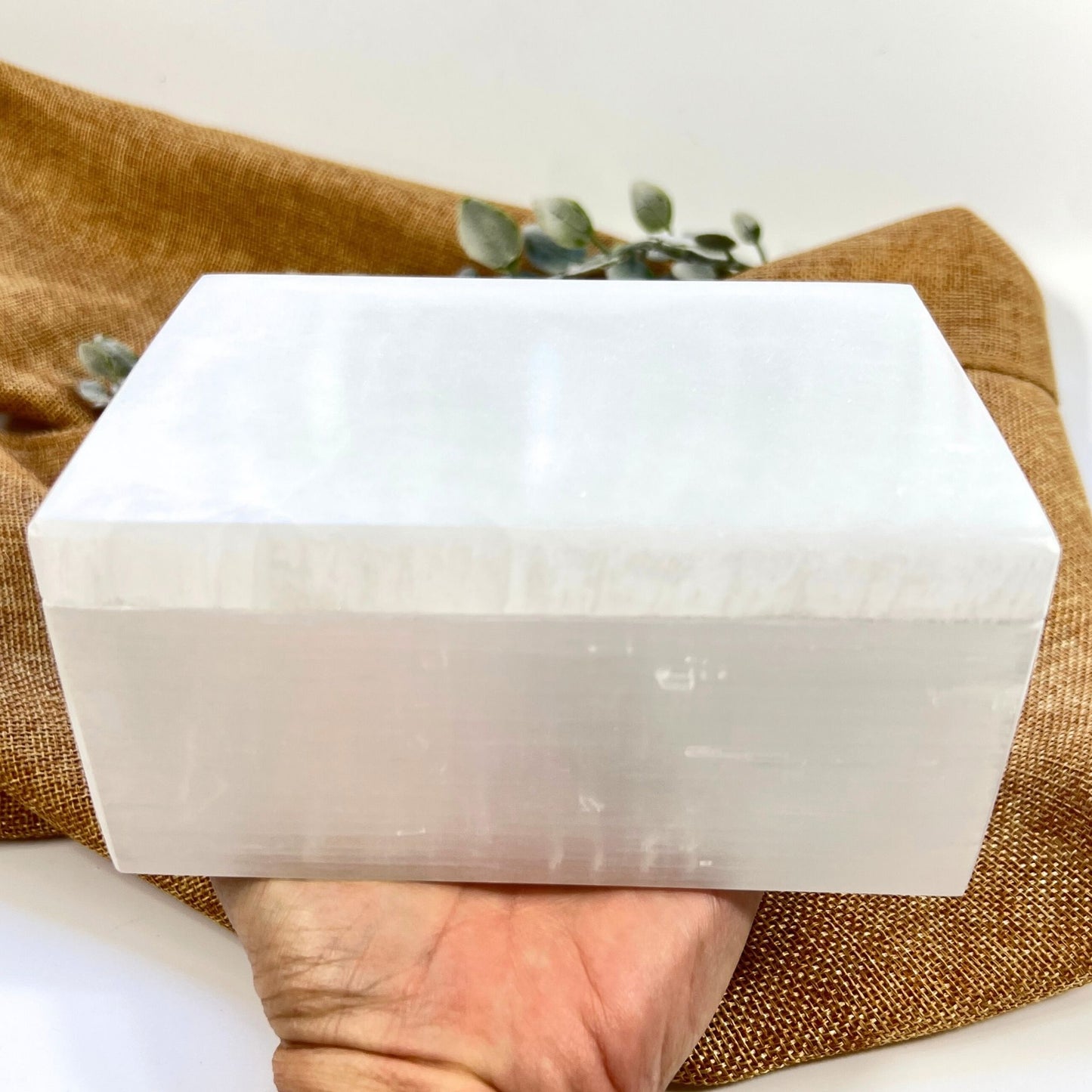 Luminous Selenite Charging Box – Handcrafted Crystal Storage for Energy Care