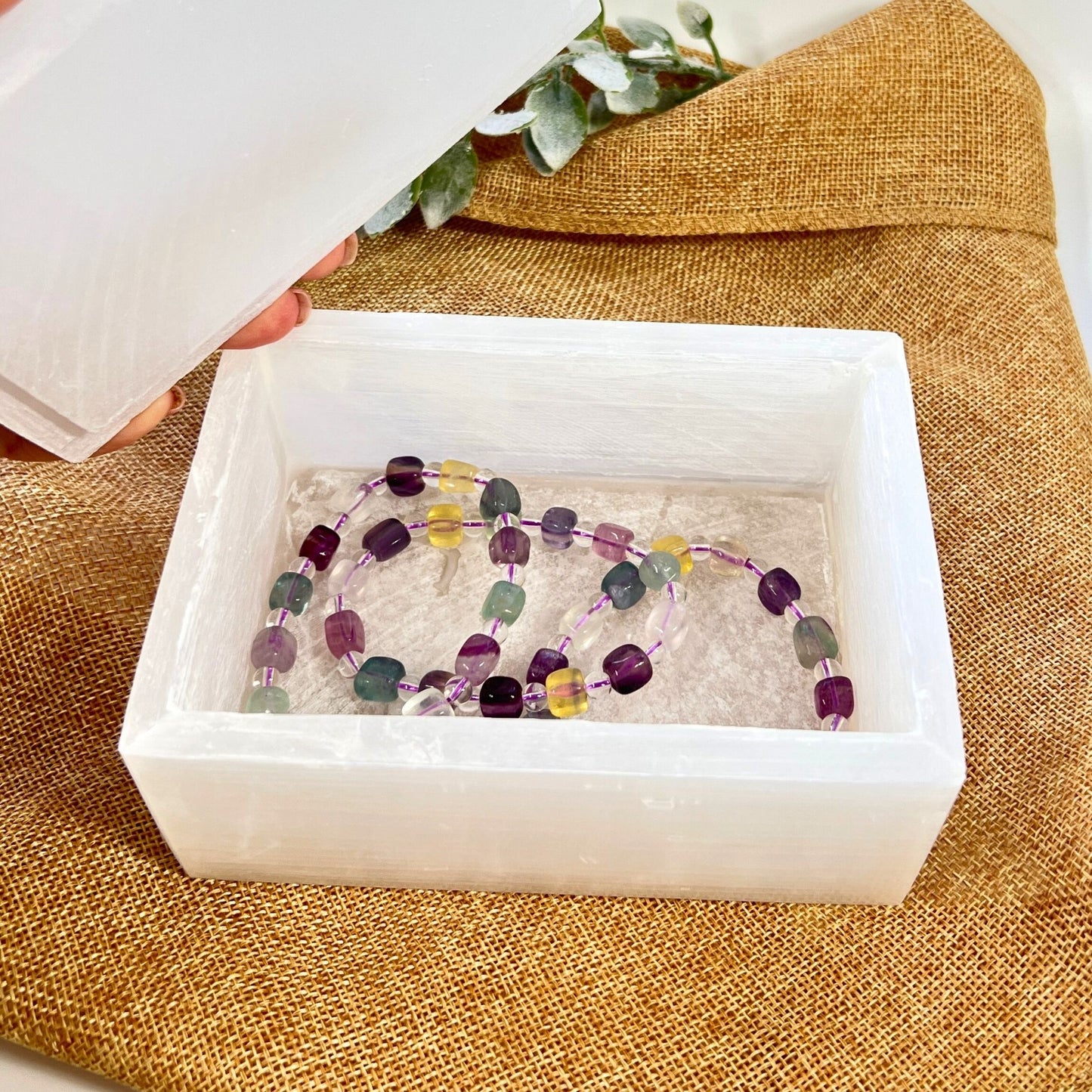 Luminous Selenite Charging Box – Handcrafted Crystal Storage for Energy Care
