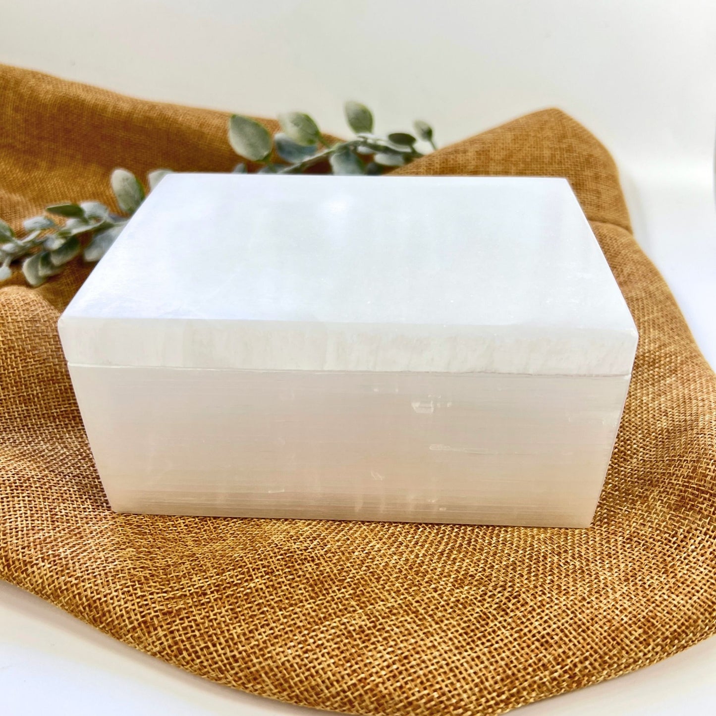 Luminous Selenite Charging Box – Handcrafted Crystal Storage for Energy Care