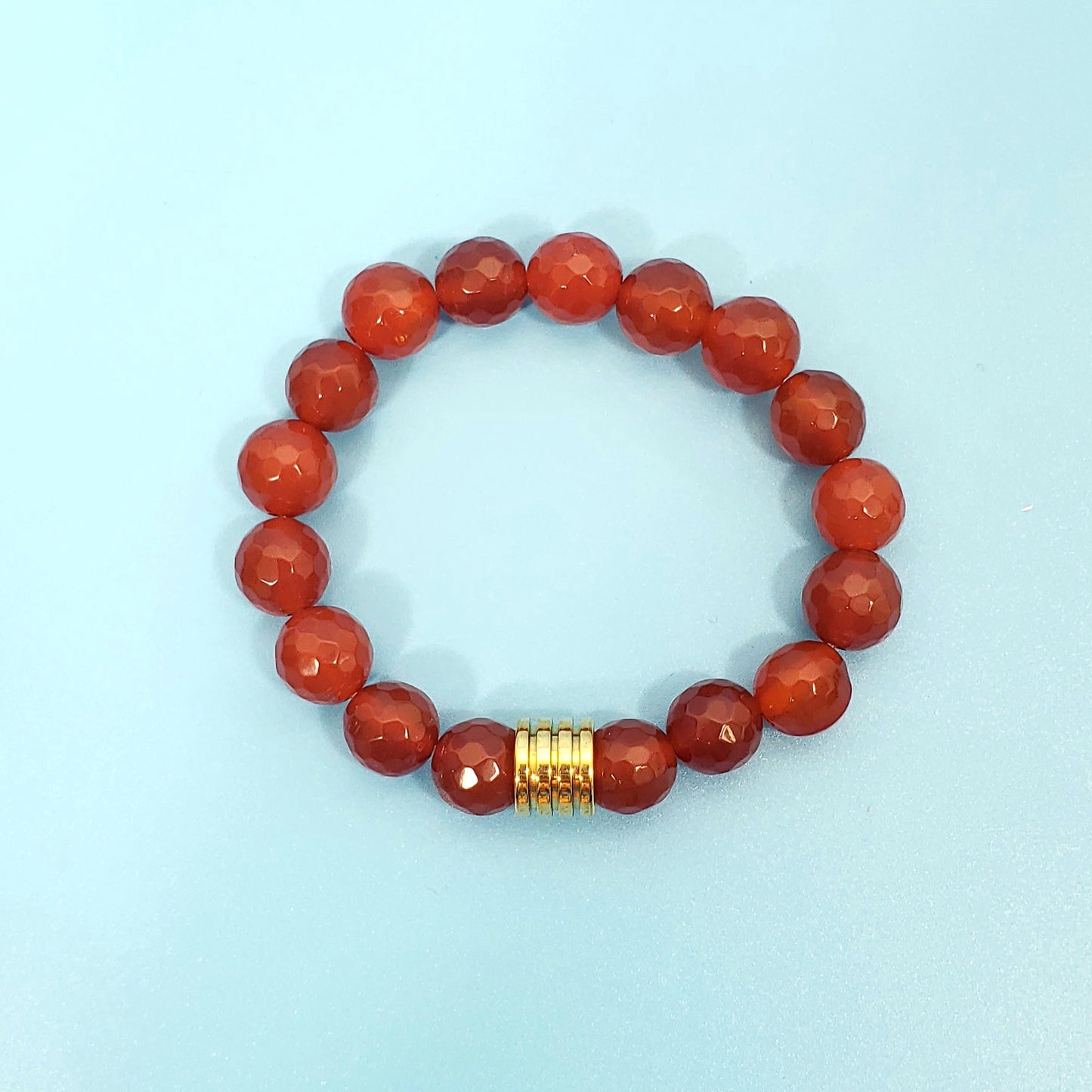 Men's Faceted Carnelian Crystal Beaded Bracelet