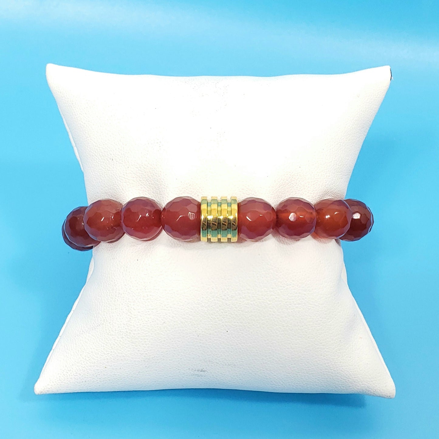 Men's Faceted Carnelian Crystal Beaded Bracelet