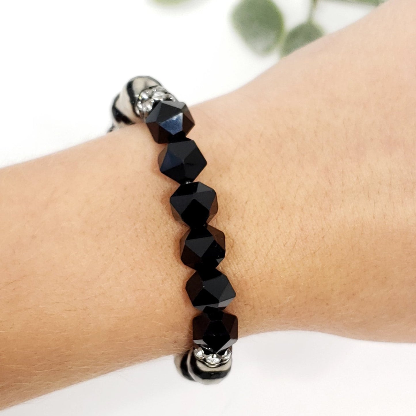 Black Onyx and DZI Agate Bracelet for Balance and Protection