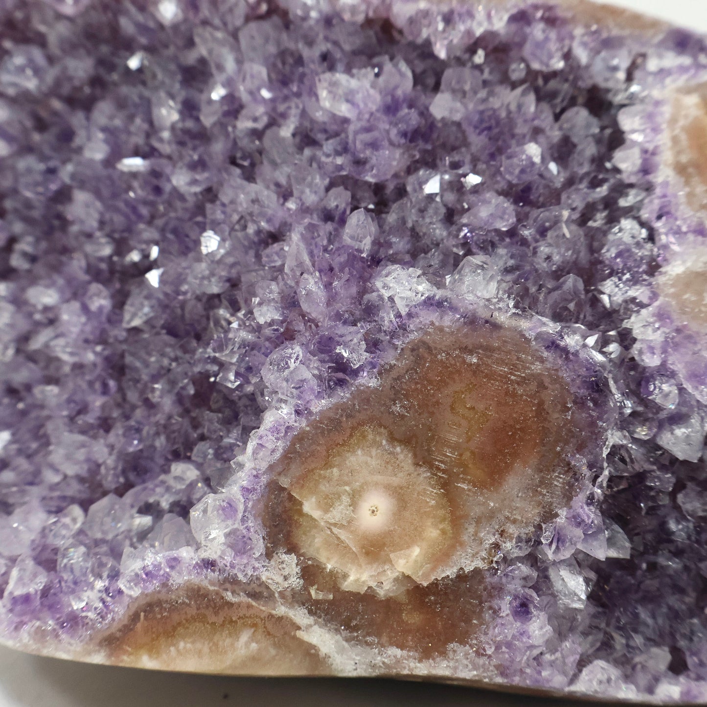 Amethyst Cluster with Pink Amethyst Flowers