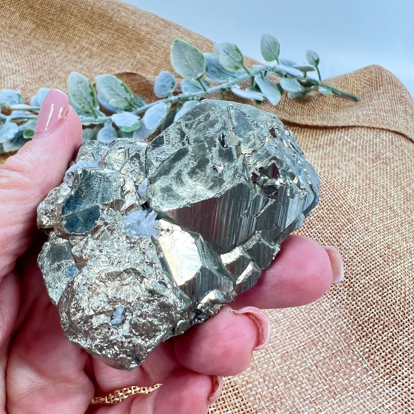 Large Pyrite Cluster with Calcite Druzy – Confidence, Clarity and Grounding