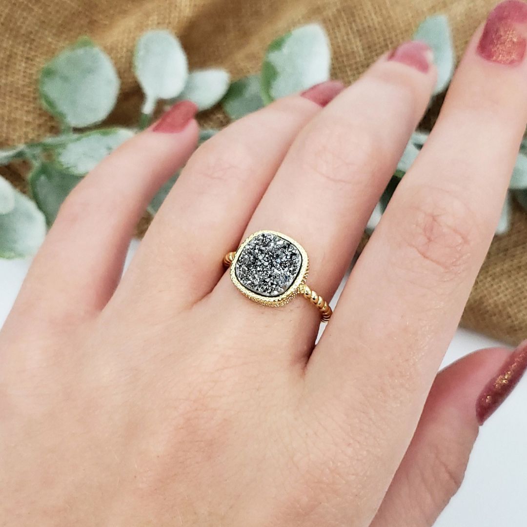 Druzy Agate Fashion Ring