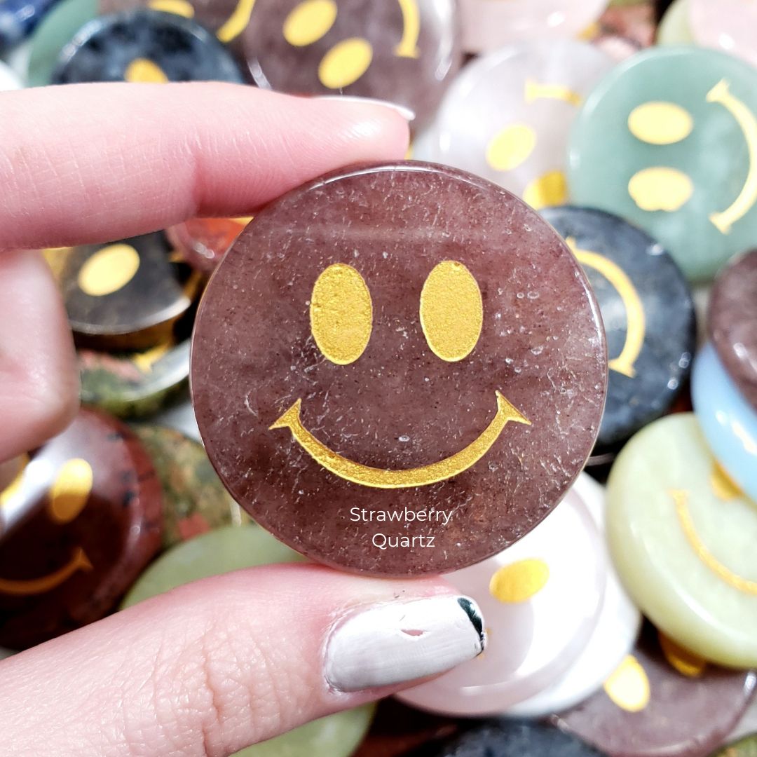 Crystal Smiley Face Pocket Stone Gift for Encouragement and Joy