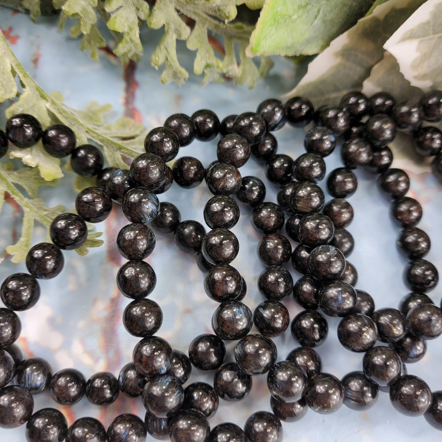Astrophyllite 8mm Beaded Stretch Bracelet - Crystal Happenings
