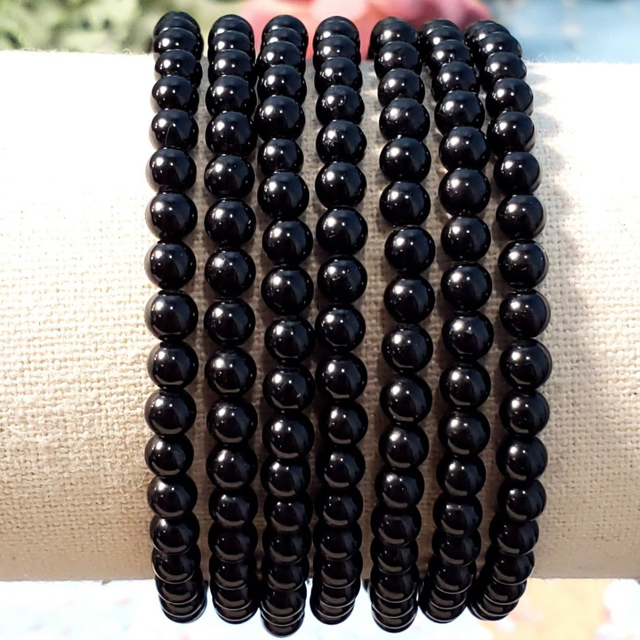 Black Tourmaline Beaded Bracelet - Crystal Happenings