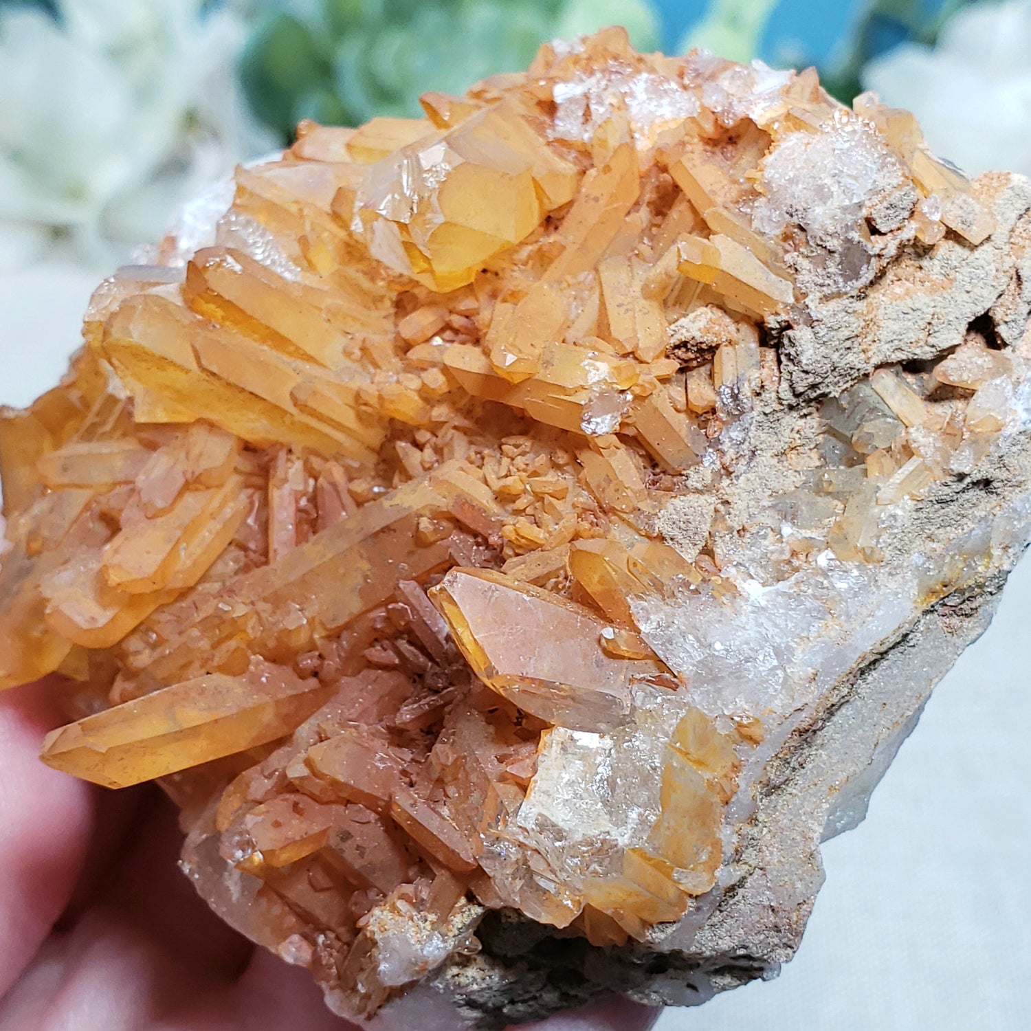 Tangerine Quartz Cluster - 2 - Crystal Happenings