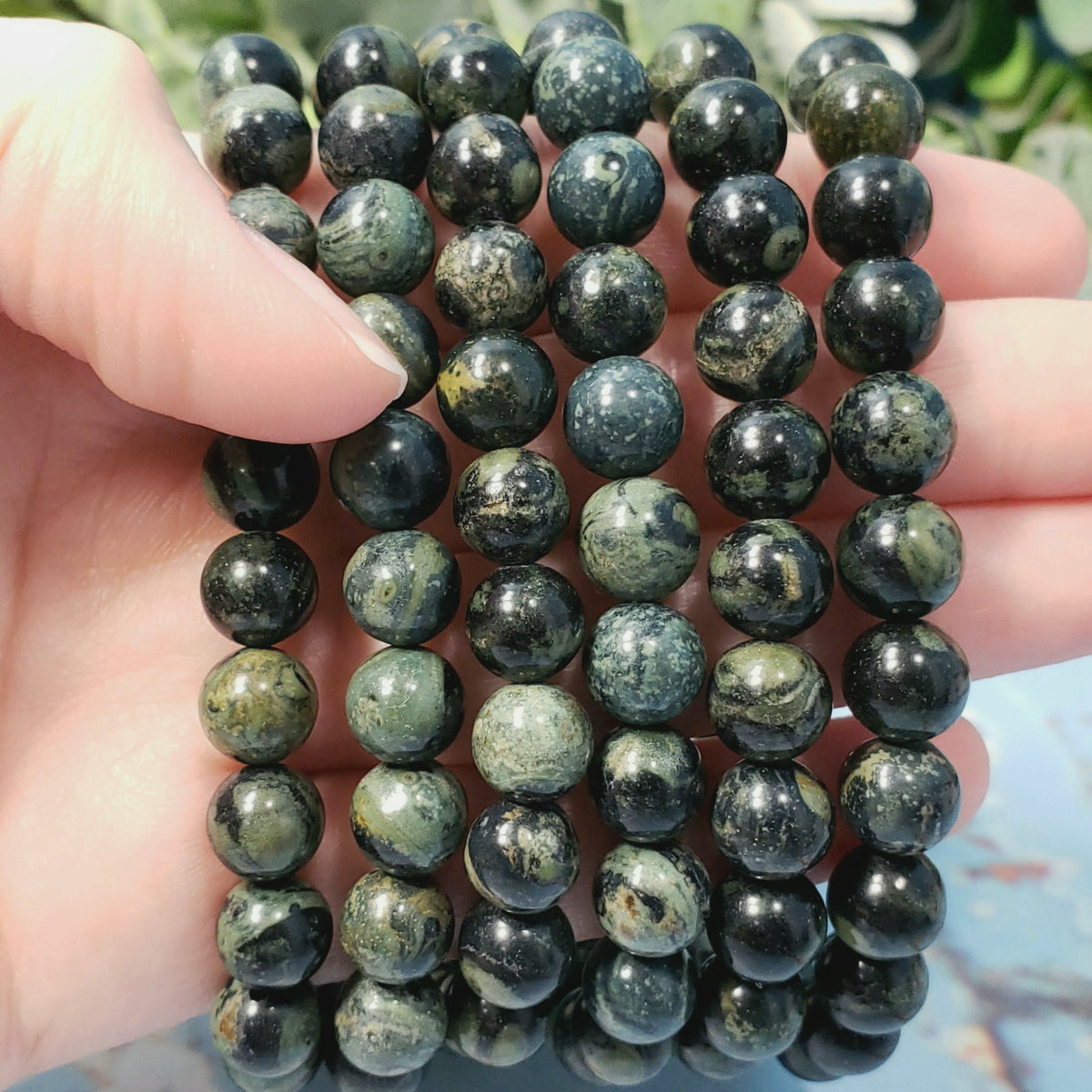 Kambaba Jasper 8mm Beaded Bracelet - Crystal Happenings