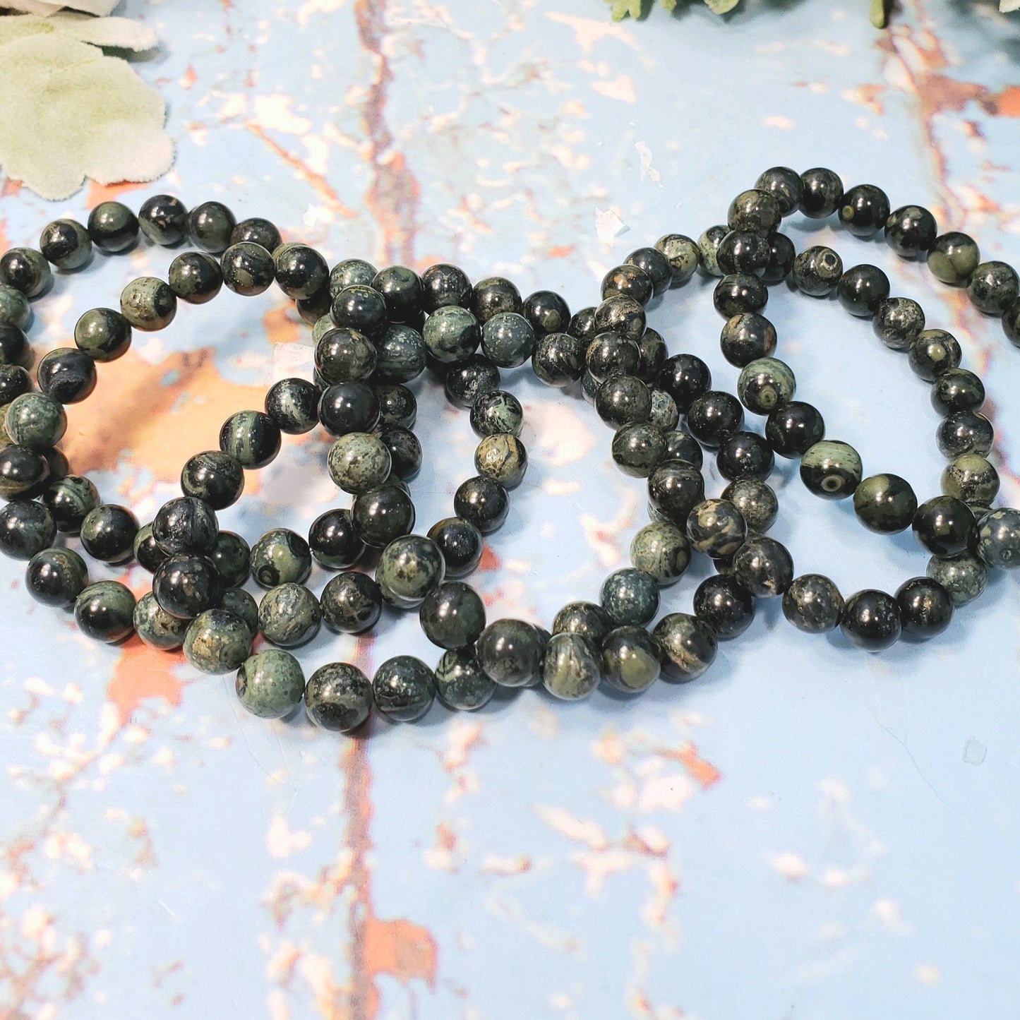 Kambaba Jasper 8mm Beaded Bracelet - Crystal Happenings