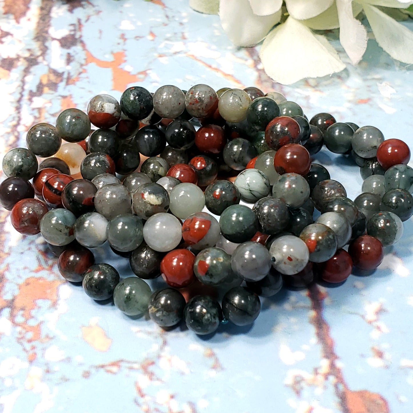 8mm African Bloodstone Crystal Bracelet - Crystal Happenings