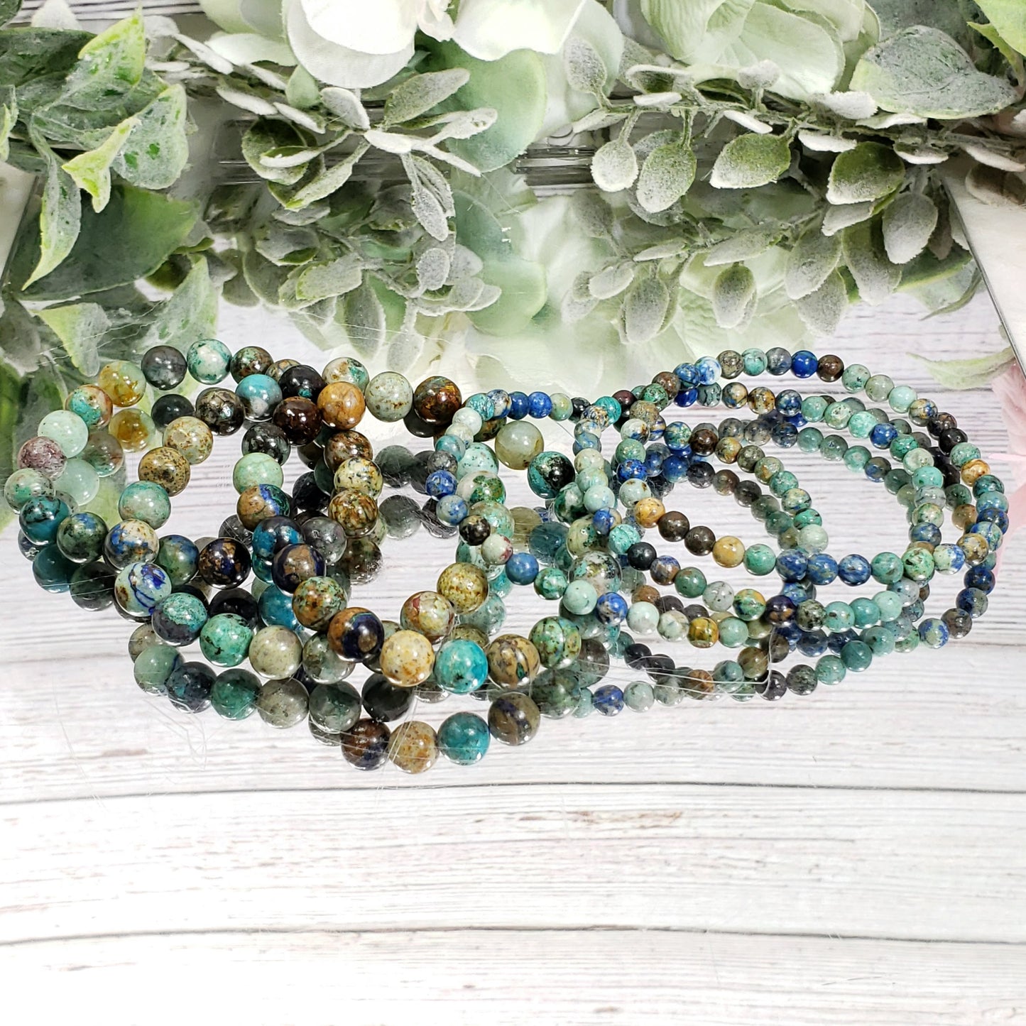 4mm Beaded Chrysocolla Bracelet - Crystal Happenings