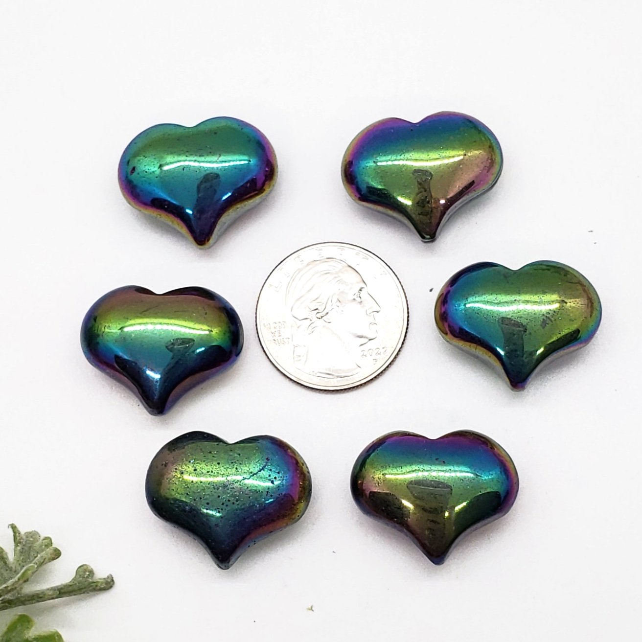 Rainbow Hematite 1" Sweet Heart - Crystal Happenings