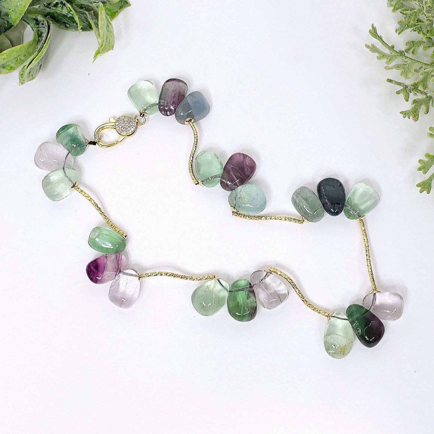 Rainbow Fluorite Crystal Fashion Necklace