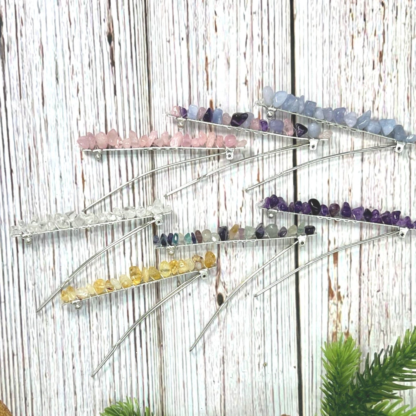 Crystal Stone Long Barrettes
