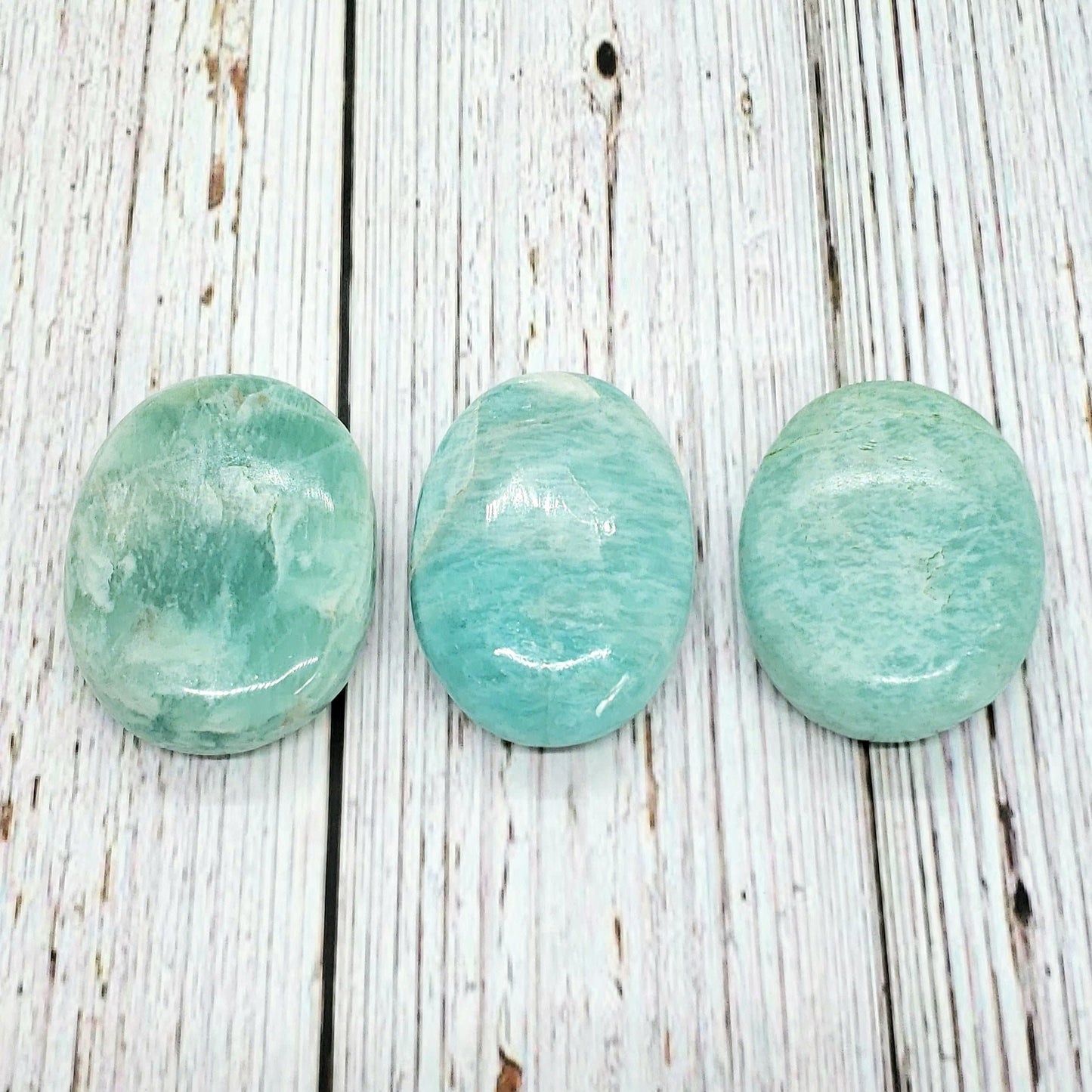 Amazonite Palm Stone with Silver Flash