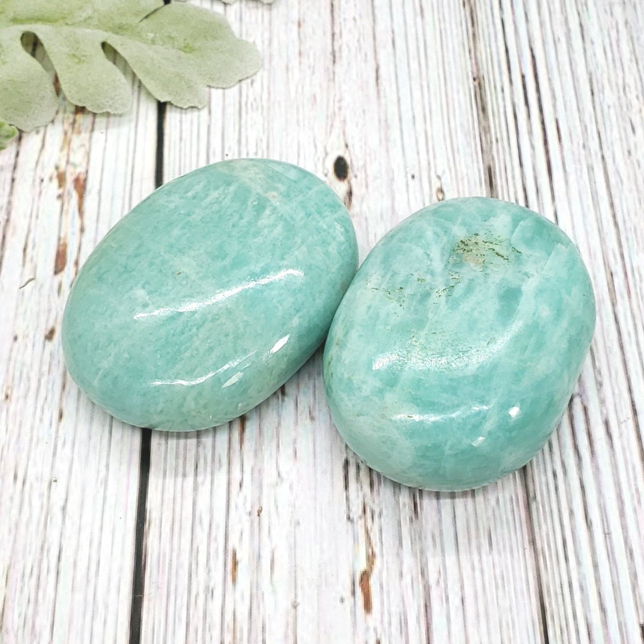 Amazonite Palm Stone with Silver Flash