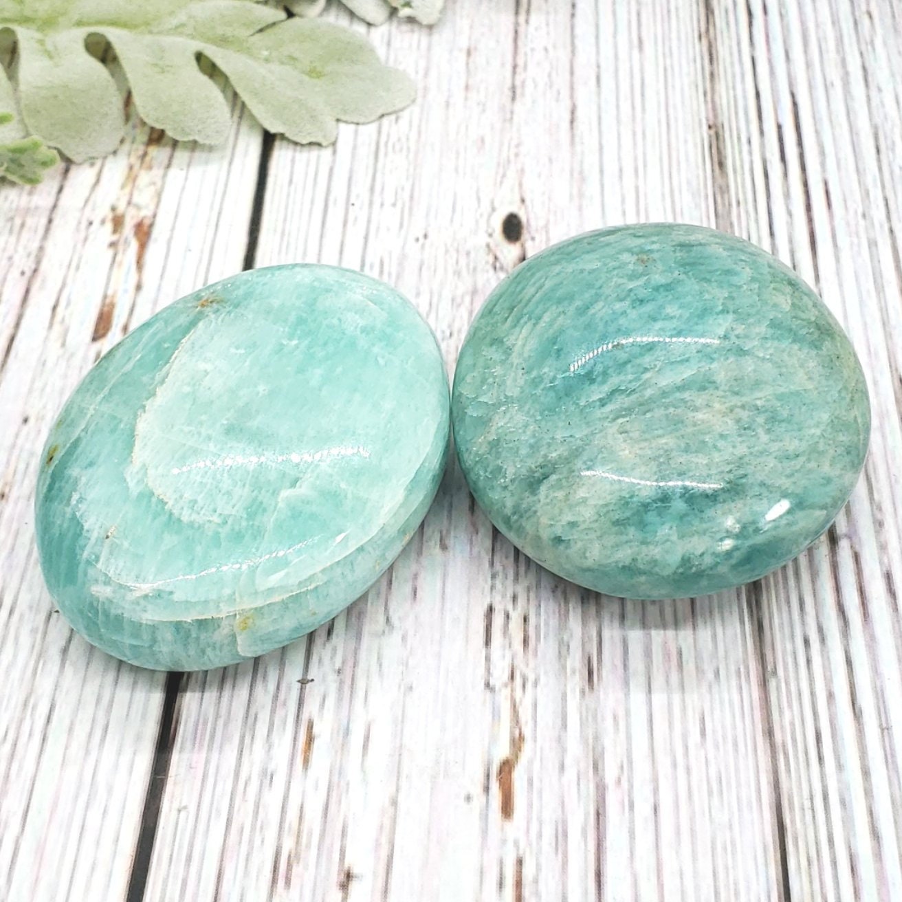 Amazonite Palm Stone with Silver Flash