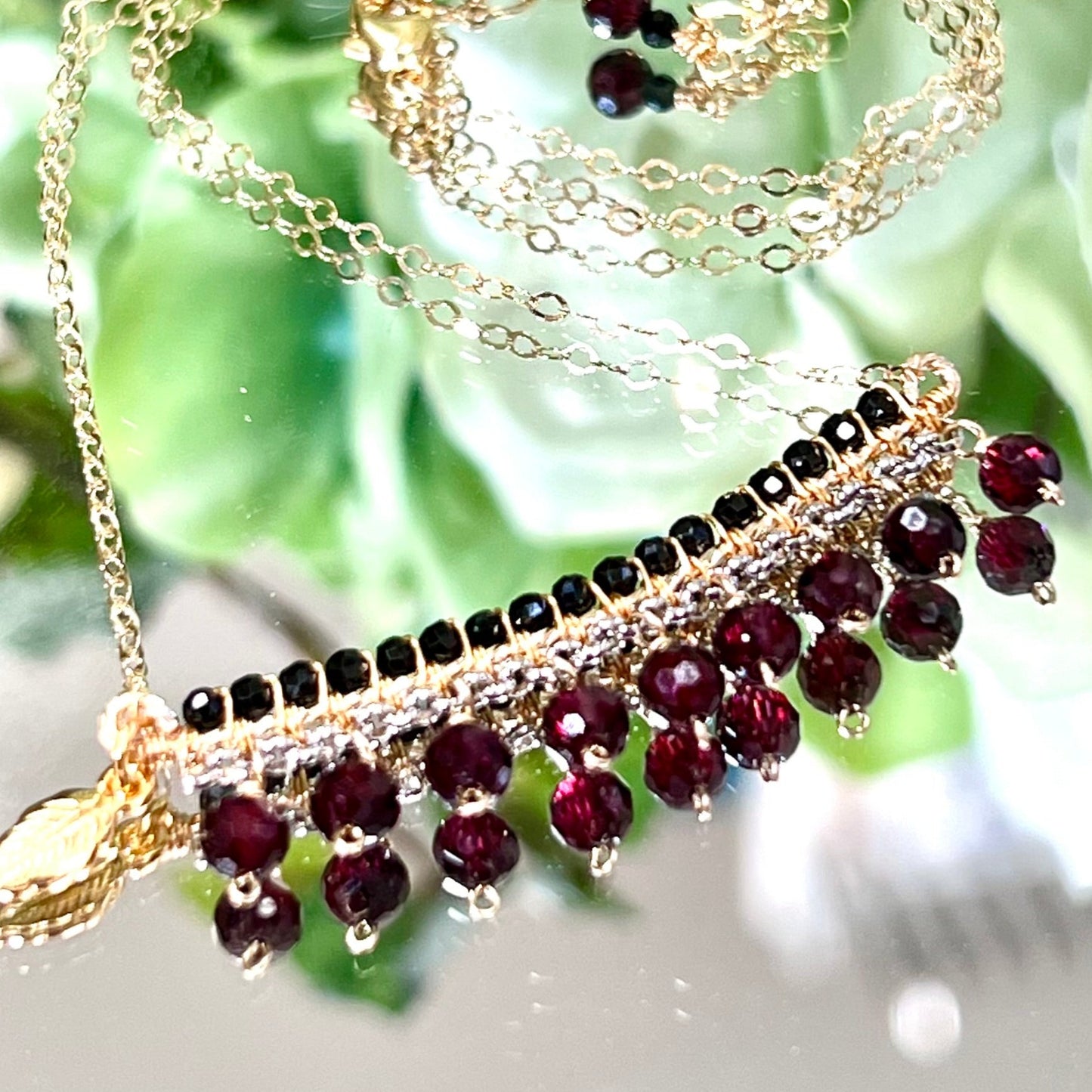 Garnet and Black Spinal Necklace - Crystal Happenings