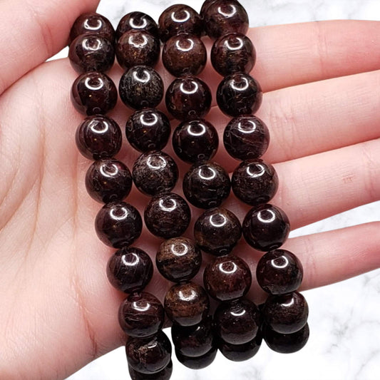 Garnet 10mm Beaded Bracelet