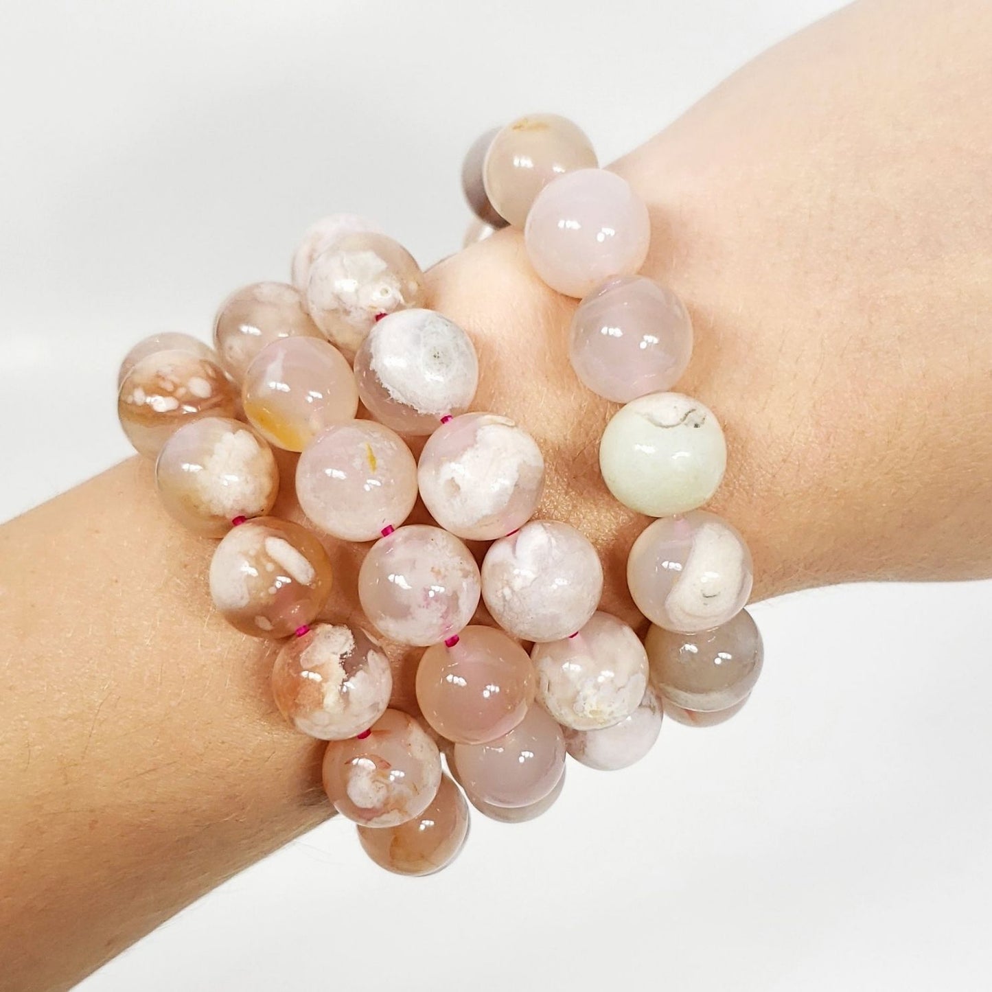 Flower Agate 12mm Beaded Bracelet for Bold Growth and Grounding
