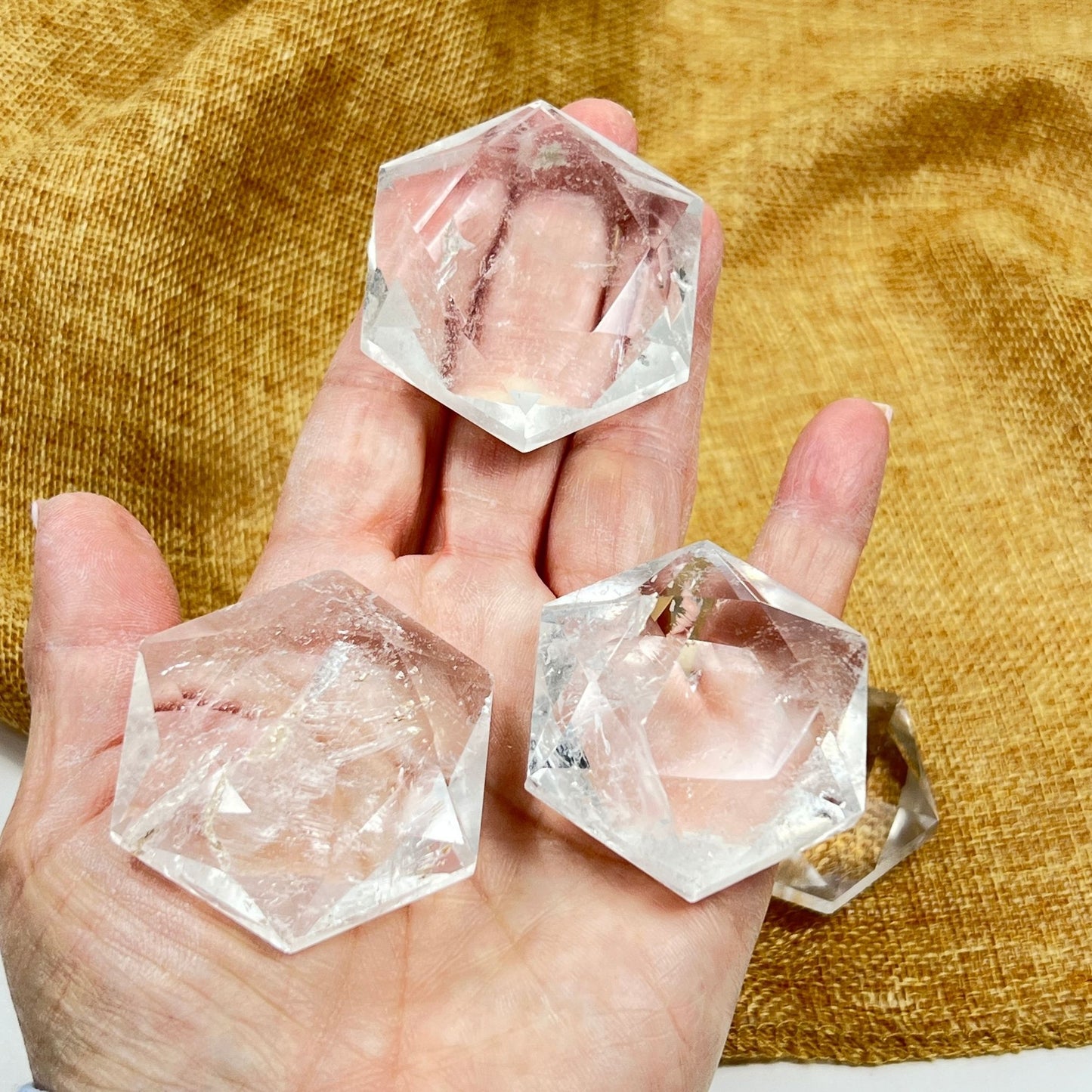 Medium Clear Quartz Hexagon Crystals - High Quality Star of David